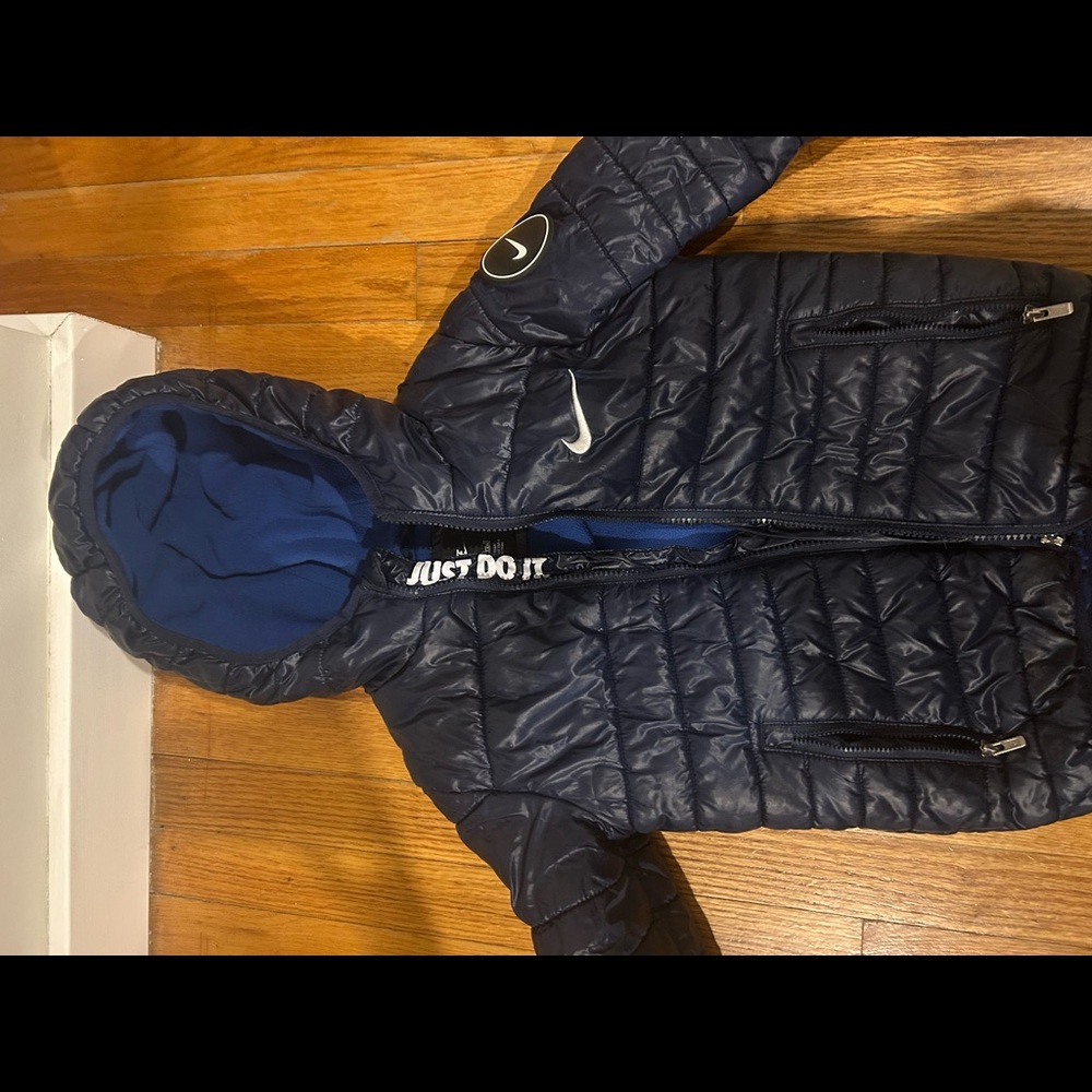 Nike Kids Dark Navy Quilted Hooded Puffer Jacket